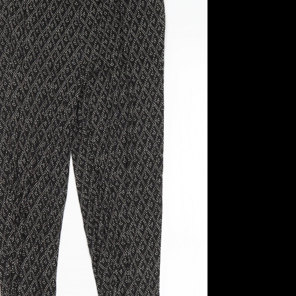 H&M Womens Black Argyle/Diamond Viscose Dress Pants Trousers Size XS L25 in Regular