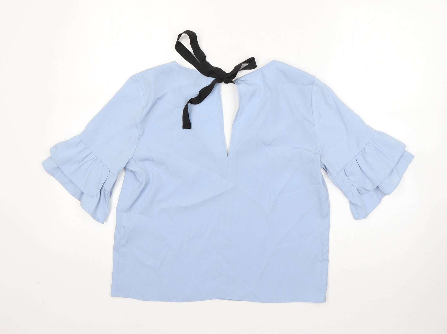 Topshop Womens Blue  Polyester Basic Blouse Size 6 V-Neck