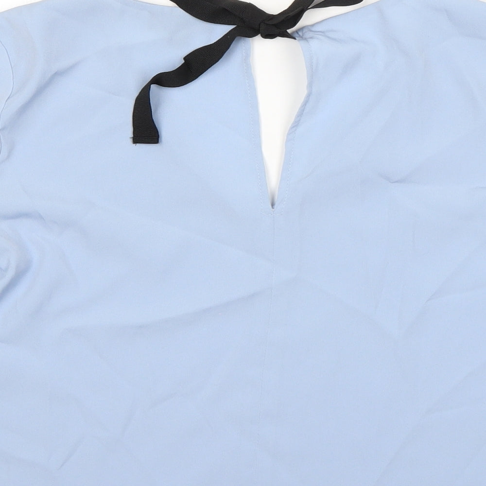 Topshop Womens Blue  Polyester Basic Blouse Size 6 V-Neck