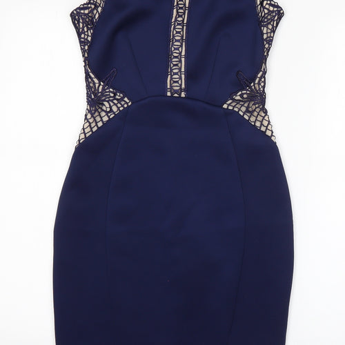 Lipsy Womens Blue  Polyester Pencil Dress  Size 8  Round Neck