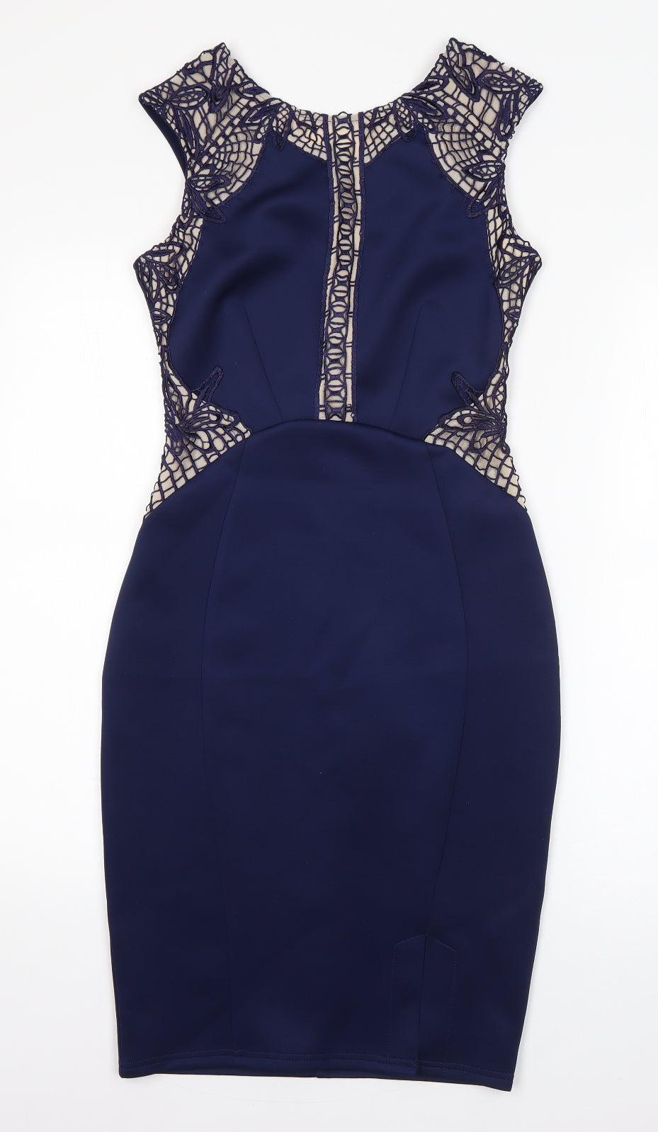 Lipsy Womens Blue  Polyester Pencil Dress  Size 8  Round Neck