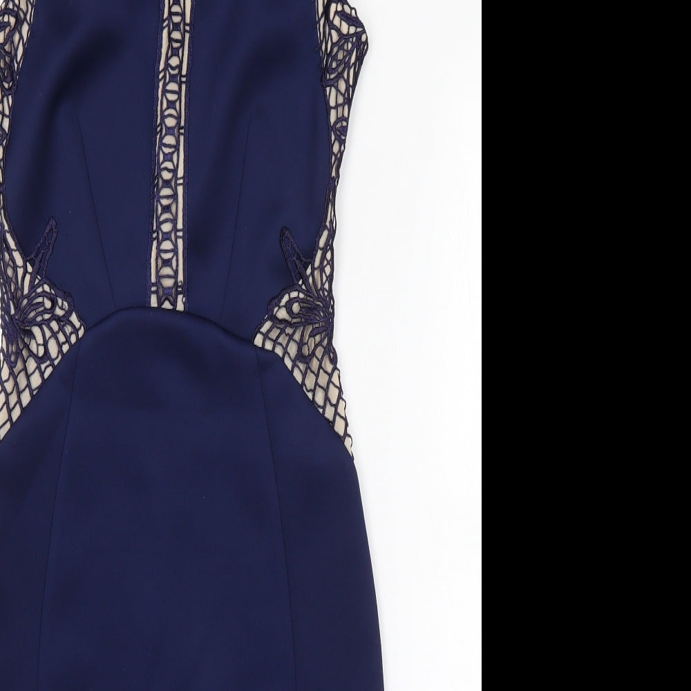 Lipsy Womens Blue  Polyester Pencil Dress  Size 8  Round Neck