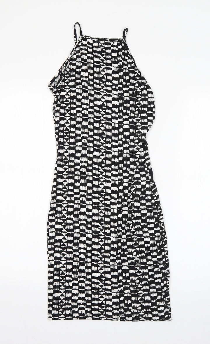 Miss Selfridge Womens Black  Viscose Pencil Dress  Size 8  Square Neck
