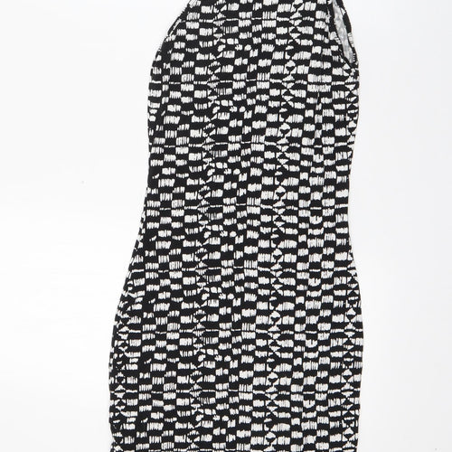Miss Selfridge Womens Black  Viscose Pencil Dress  Size 8  Square Neck