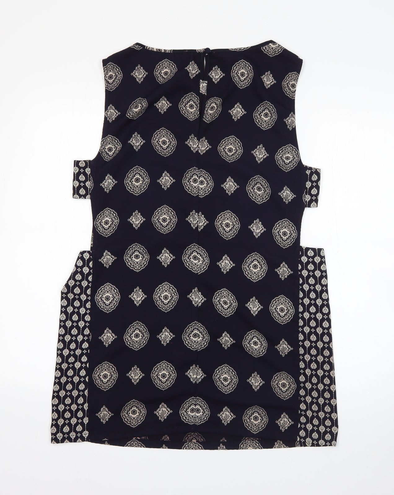 ASOS Womens Blue Paisley Polyester A-Line  Size 12  Round Neck