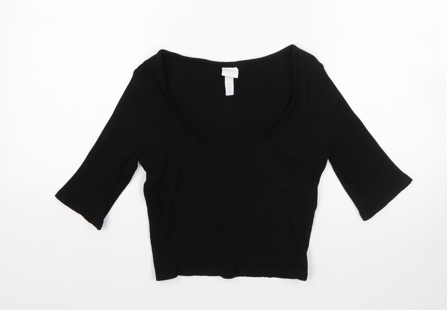 H&M Womens Black  Viscose Basic Blouse Size M Round Neck