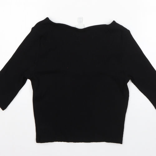 H&M Womens Black  Viscose Basic Blouse Size M Round Neck
