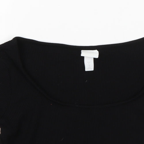 H&M Womens Black  Viscose Basic Blouse Size M Round Neck