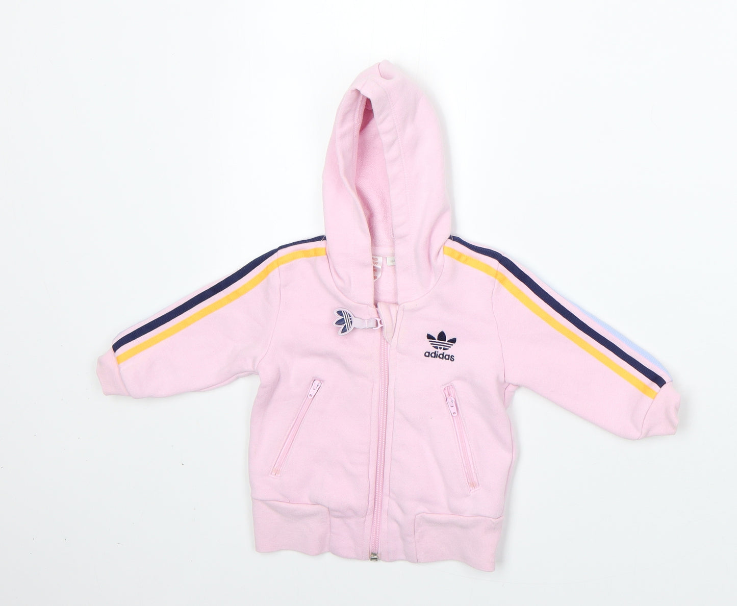 adidas Girls Pink  Cotton Full Zip Jumper Size 6-9 Months  Zip