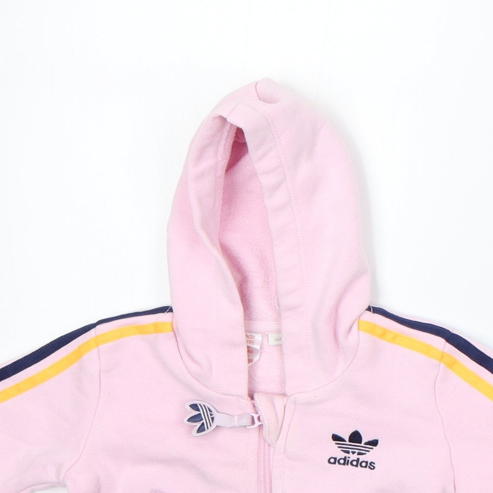 adidas Girls Pink  Cotton Full Zip Jumper Size 6-9 Months  Zip