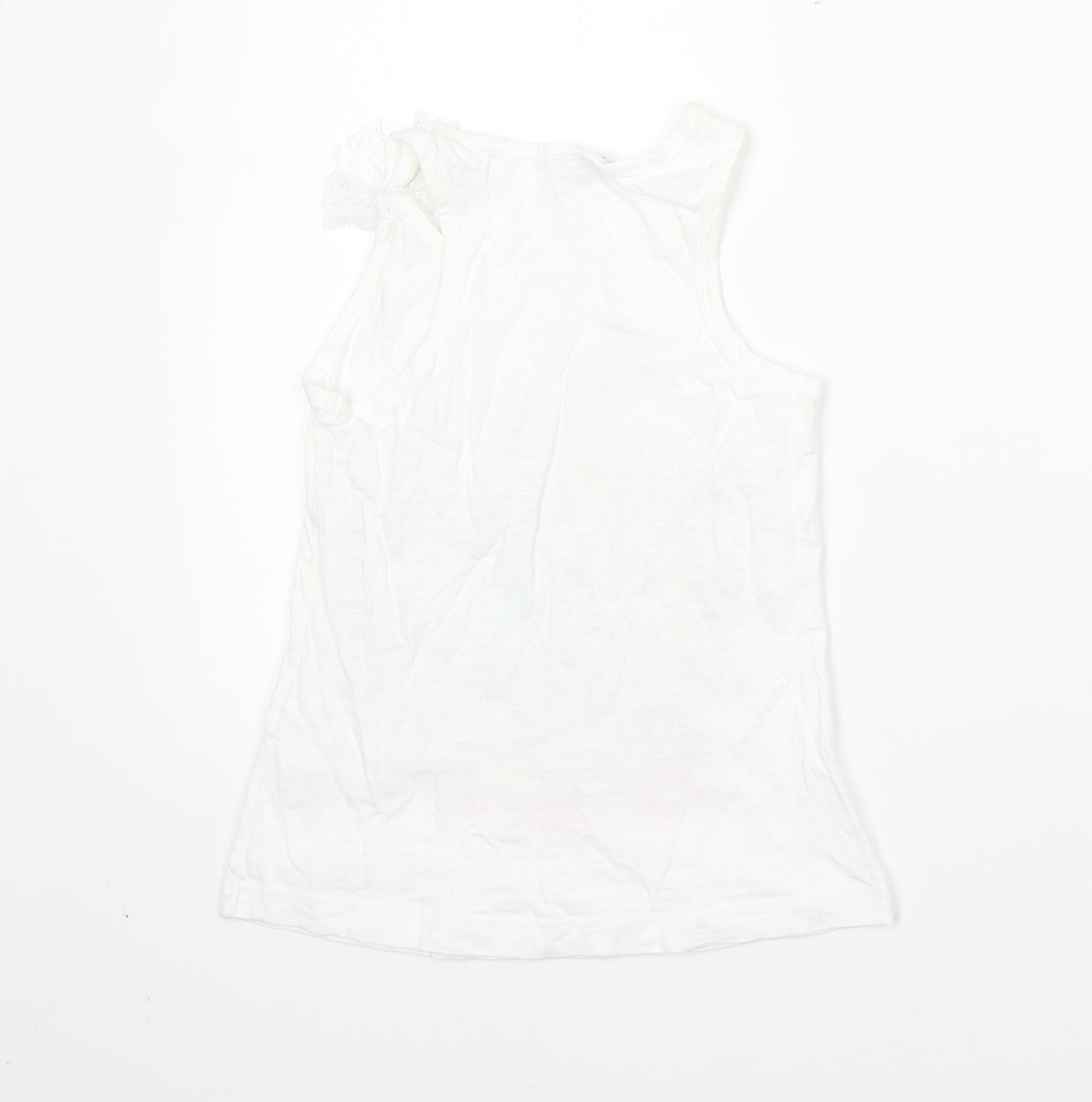 F&F Girls White  Cotton Basic Tank Size 7-8 Years Round Neck  - english tea