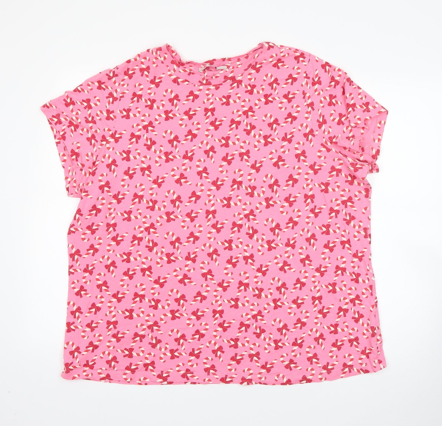 George Womens Pink  Cotton  Pyjama Top Size XL   - christmas candy cane