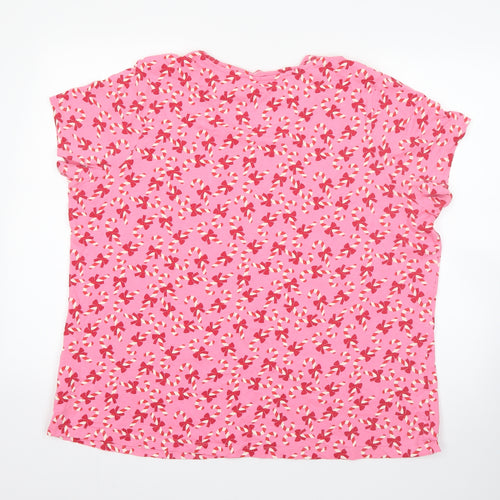 George Womens Pink  Cotton  Pyjama Top Size XL   - christmas candy cane