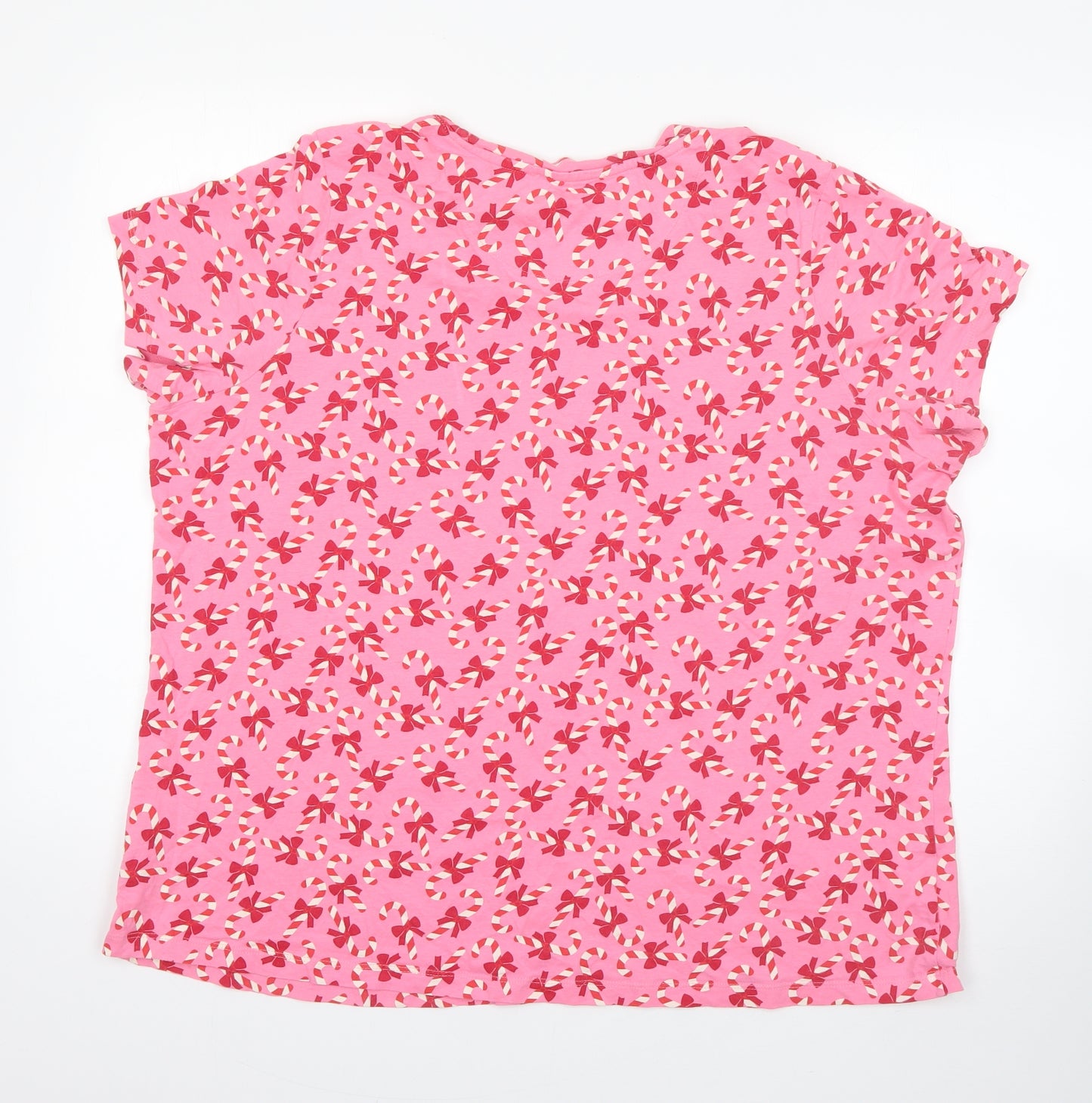 George Womens Pink  Cotton  Pyjama Top Size XL   - christmas candy cane