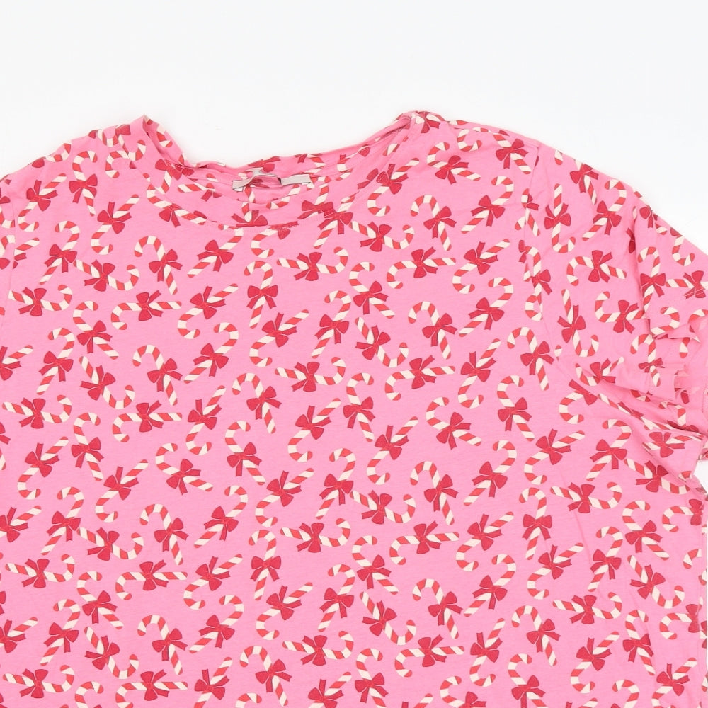 George Womens Pink  Cotton  Pyjama Top Size XL   - christmas candy cane