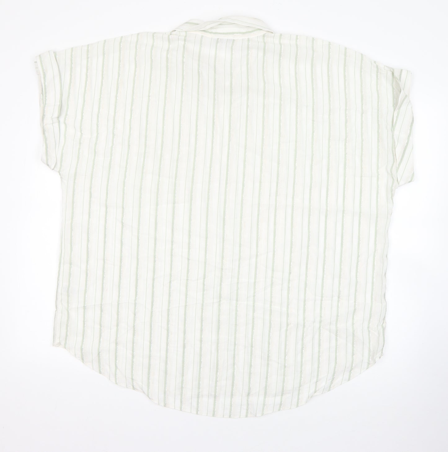 George Womens White Striped Linen Basic Blouse Size 18 Collared