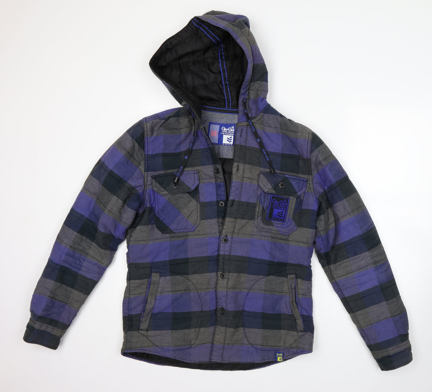 Gio Goi Mens Blue Check  Jacket Coat Size M  Button
