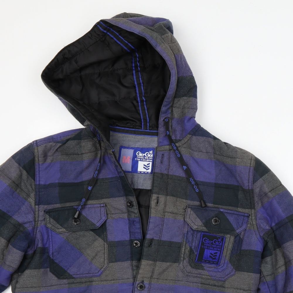Gio Goi Mens Blue Check  Jacket Coat Size M  Button