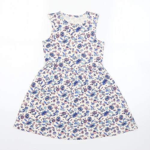 Palomino Womens White Floral Cotton Shift  Size 6  Round Neck