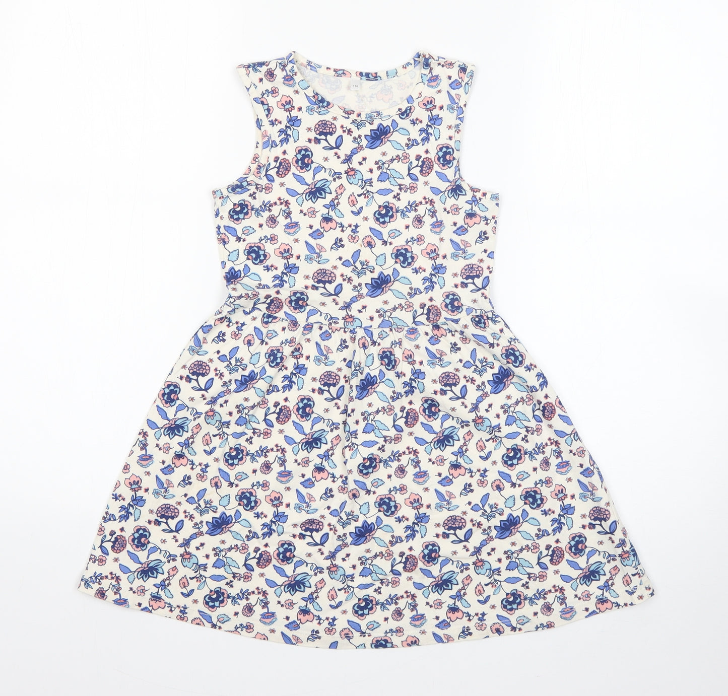 Palomino Womens White Floral Cotton Shift  Size 6  Round Neck