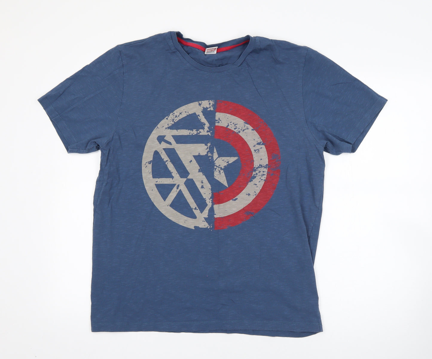 NEXT Mens Blue  Cotton  T-Shirt Size L Round Neck  - marvel