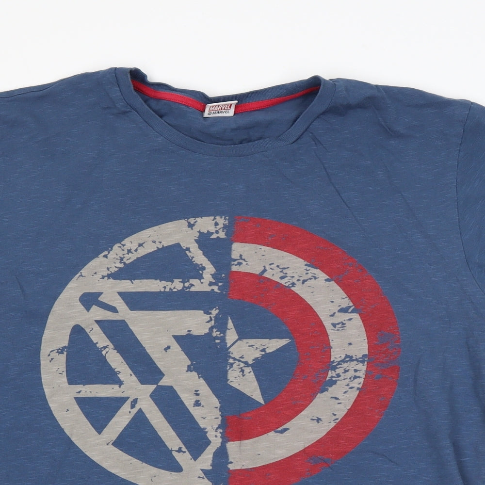 NEXT Mens Blue  Cotton  T-Shirt Size L Round Neck  - marvel