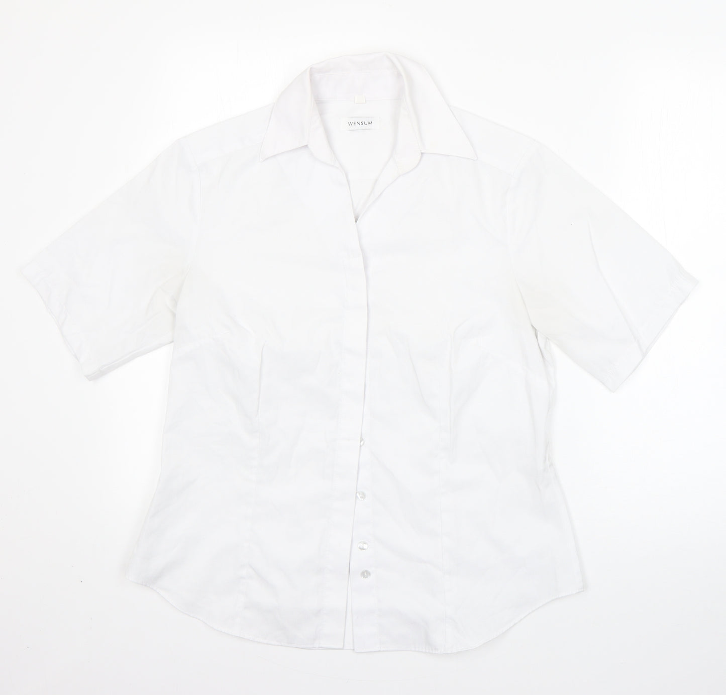 Wensum Womens White  Cotton Basic Blouse Size 12 Collared