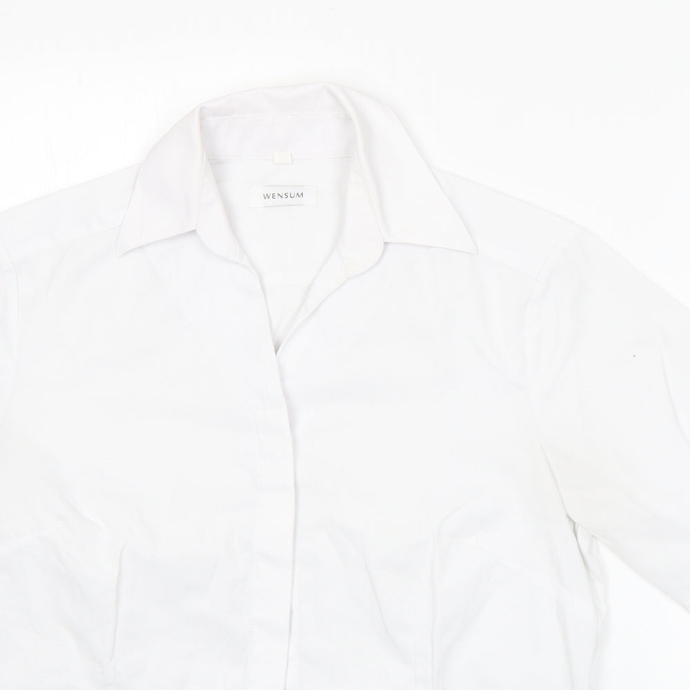 Wensum Womens White  Cotton Basic Blouse Size 12 Collared
