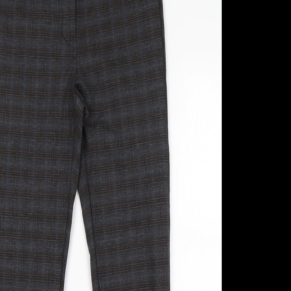 Primark Womens Grey Check Viscose Dress Pants Trousers Size 8 L26 in Regular