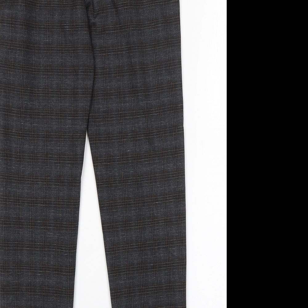 Primark Womens Grey Check Viscose Dress Pants Trousers Size 8 L26 in Regular