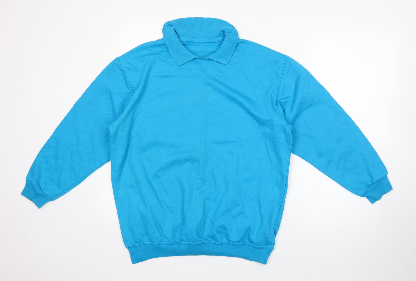 St Michael's Womens Blue Collared  100% Cotton Pullover Jumper Size 12