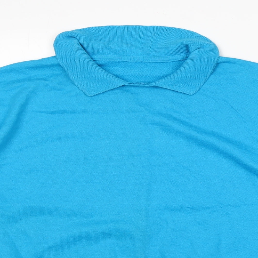 St Michael's Womens Blue Collared  100% Cotton Pullover Jumper Size 12