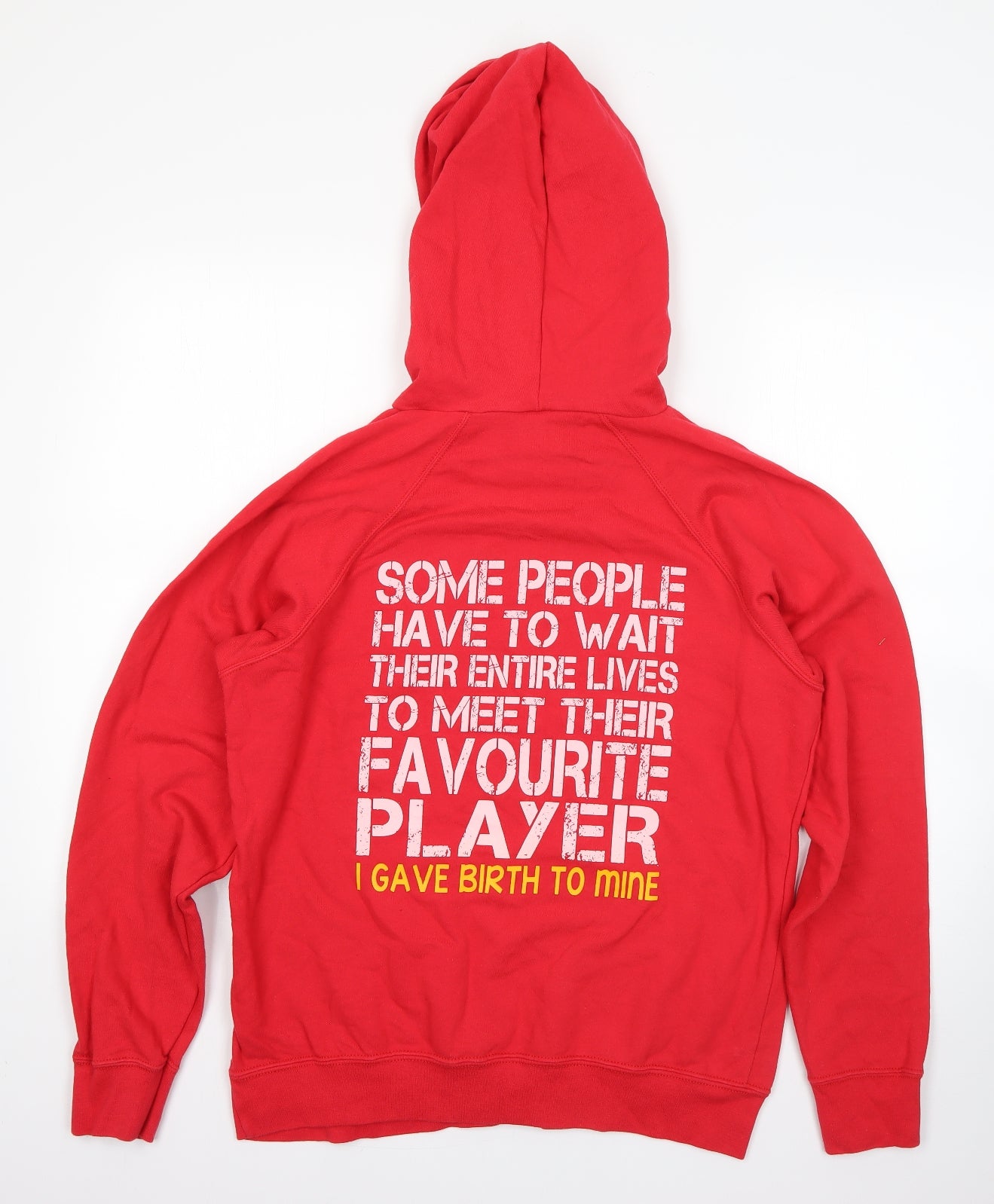 Fruit of the Loom Womens Red  Cotton Pullover Hoodie Size XL   - football mum
