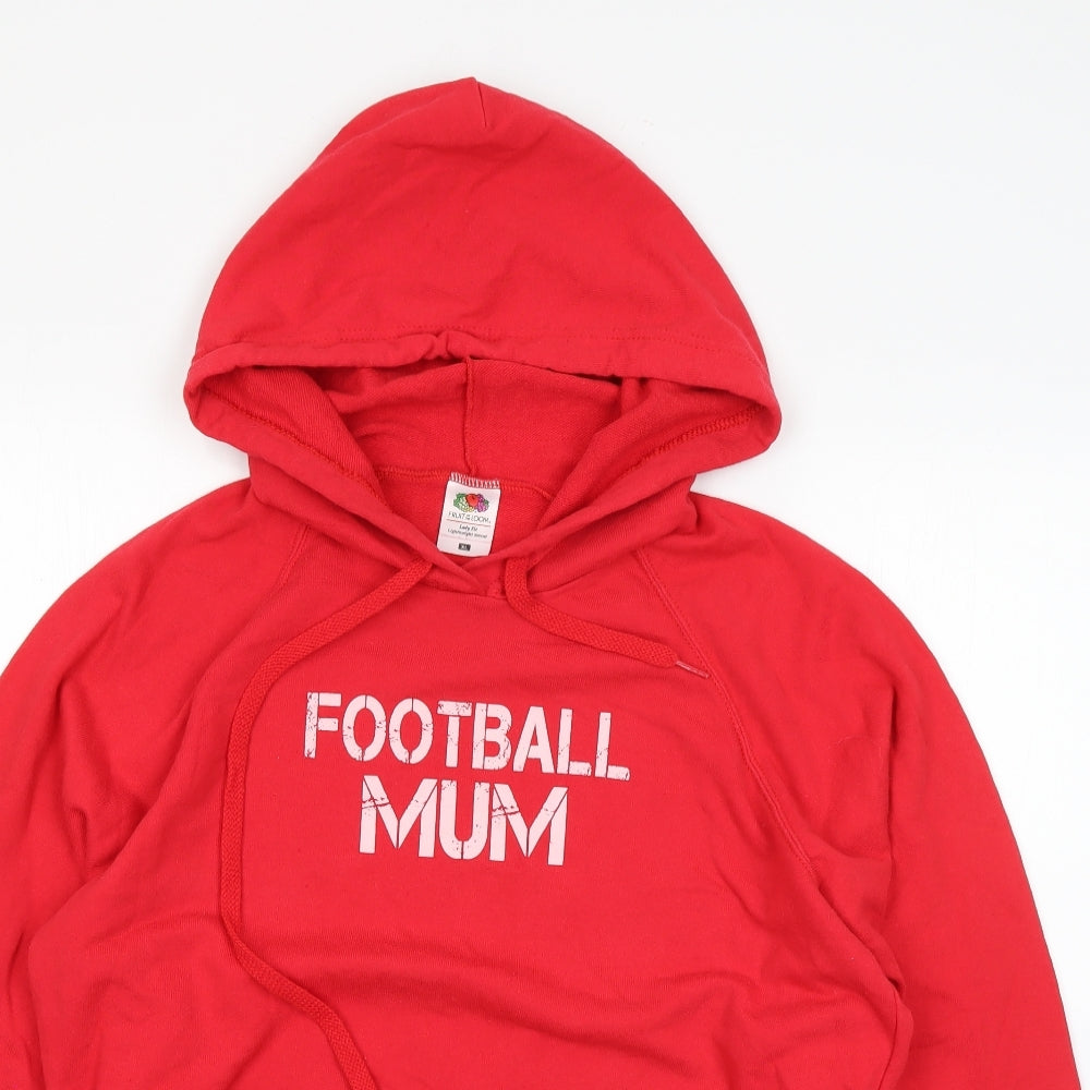Fruit of the Loom Womens Red  Cotton Pullover Hoodie Size XL   - football mum