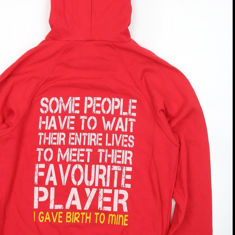 Fruit of the Loom Womens Red  Cotton Pullover Hoodie Size XL   - football mum