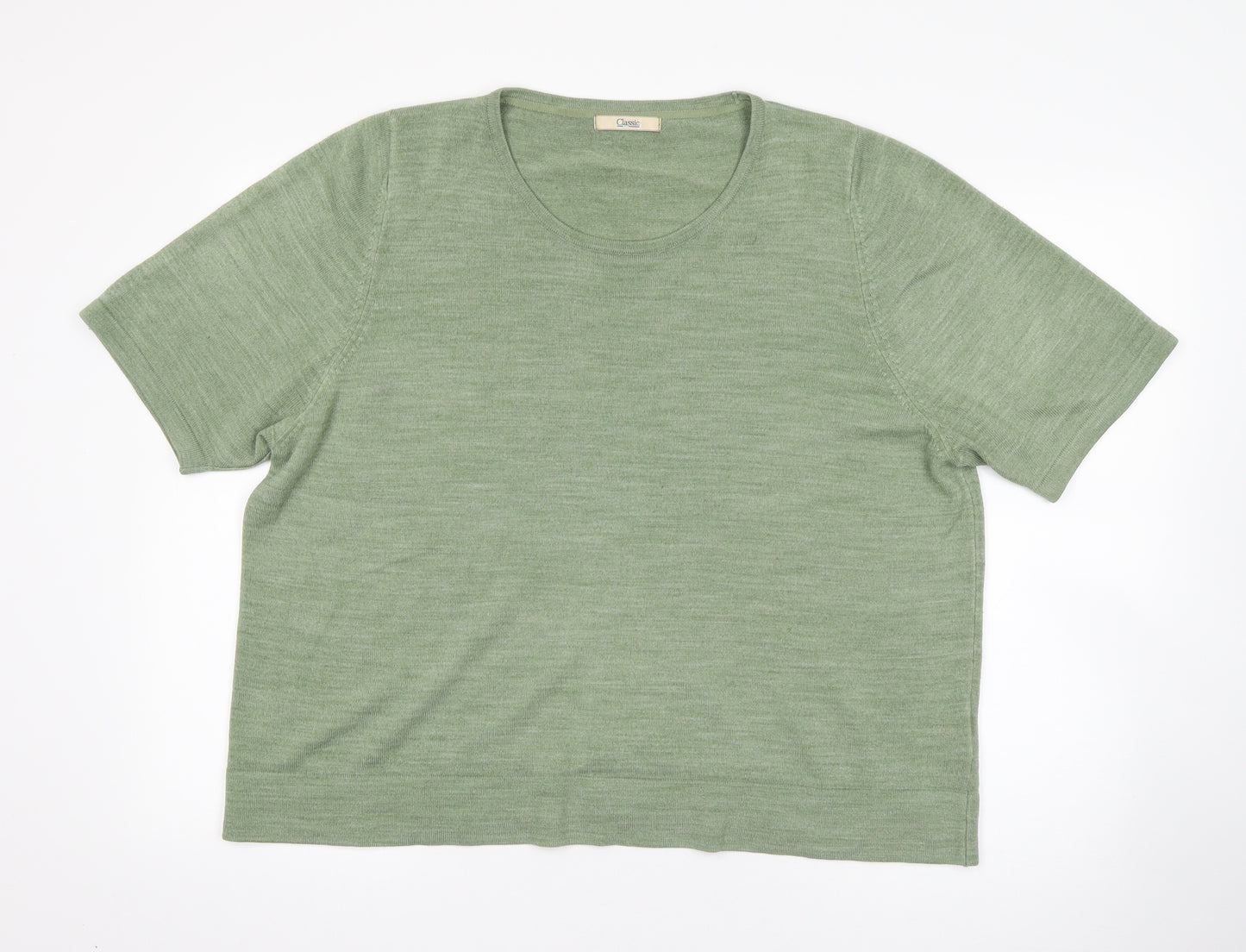 M&S Womens Green Round Neck  Acrylic Pullover Jumper Size 22