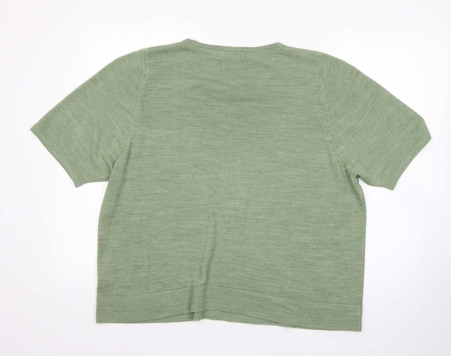 M&S Womens Green Round Neck  Acrylic Pullover Jumper Size 22
