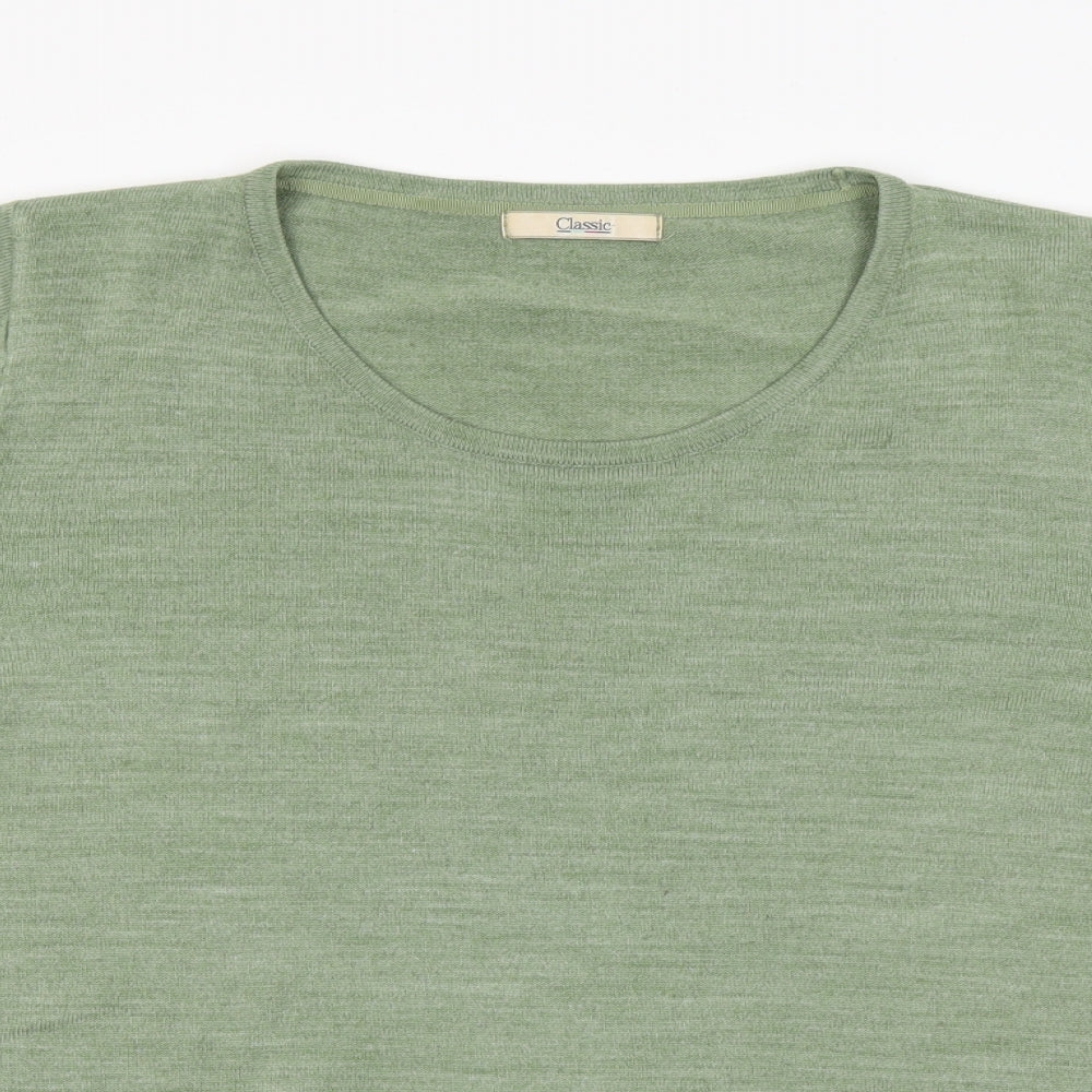 M&S Womens Green Round Neck  Acrylic Pullover Jumper Size 22