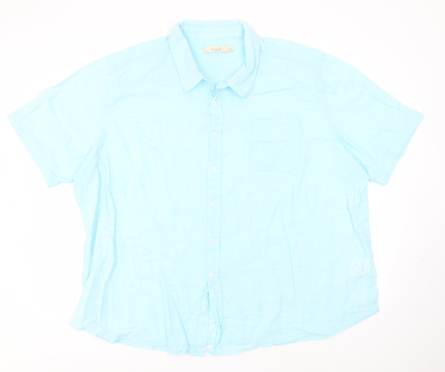 W&B Mens Blue  Cotton  Button-Up Size 3XL Collared