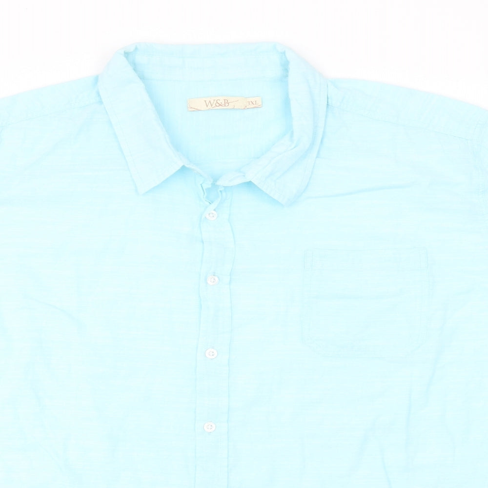 W&B Mens Blue  Cotton  Button-Up Size 3XL Collared