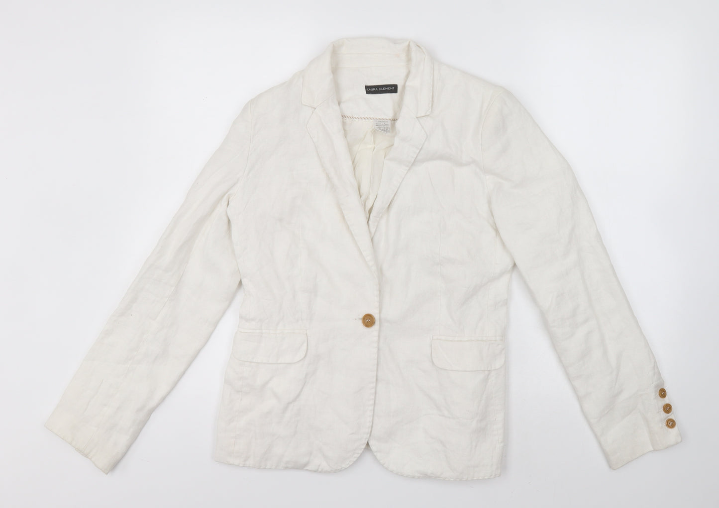 Laura Clément Womens White   Jacket Blazer Size 8