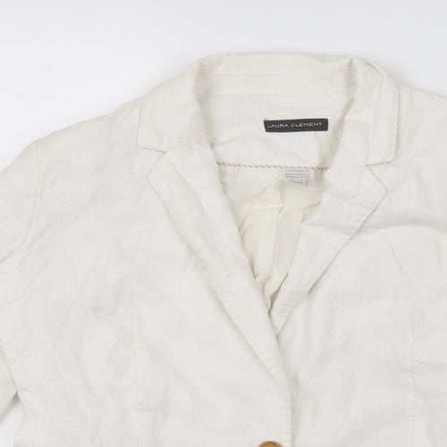Laura Clément Womens White   Jacket Blazer Size 8