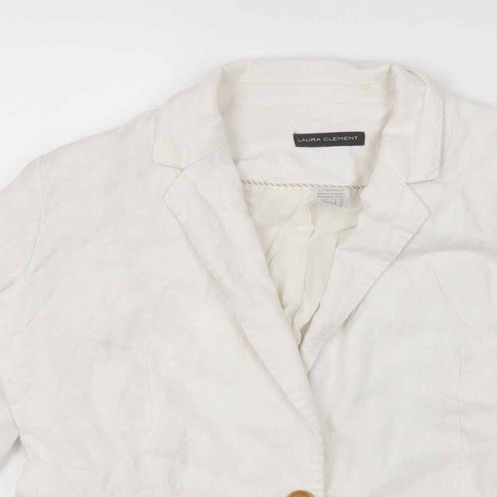 Laura Clément Womens White   Jacket Blazer Size 8