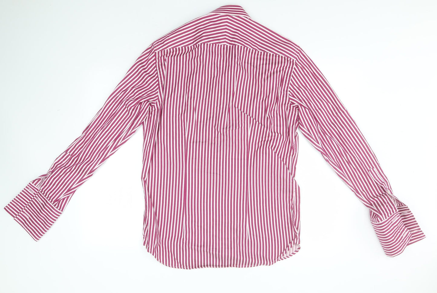 Savoy Taylors Guild Mens White Striped Cotton  Button-Up Size 15.5 Collared