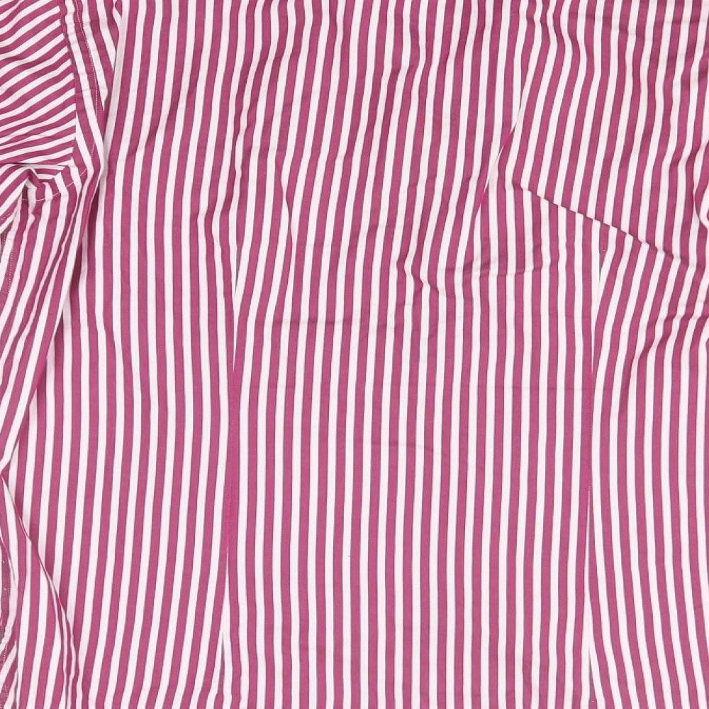 Savoy Taylors Guild Mens White Striped Cotton  Button-Up Size 15.5 Collared