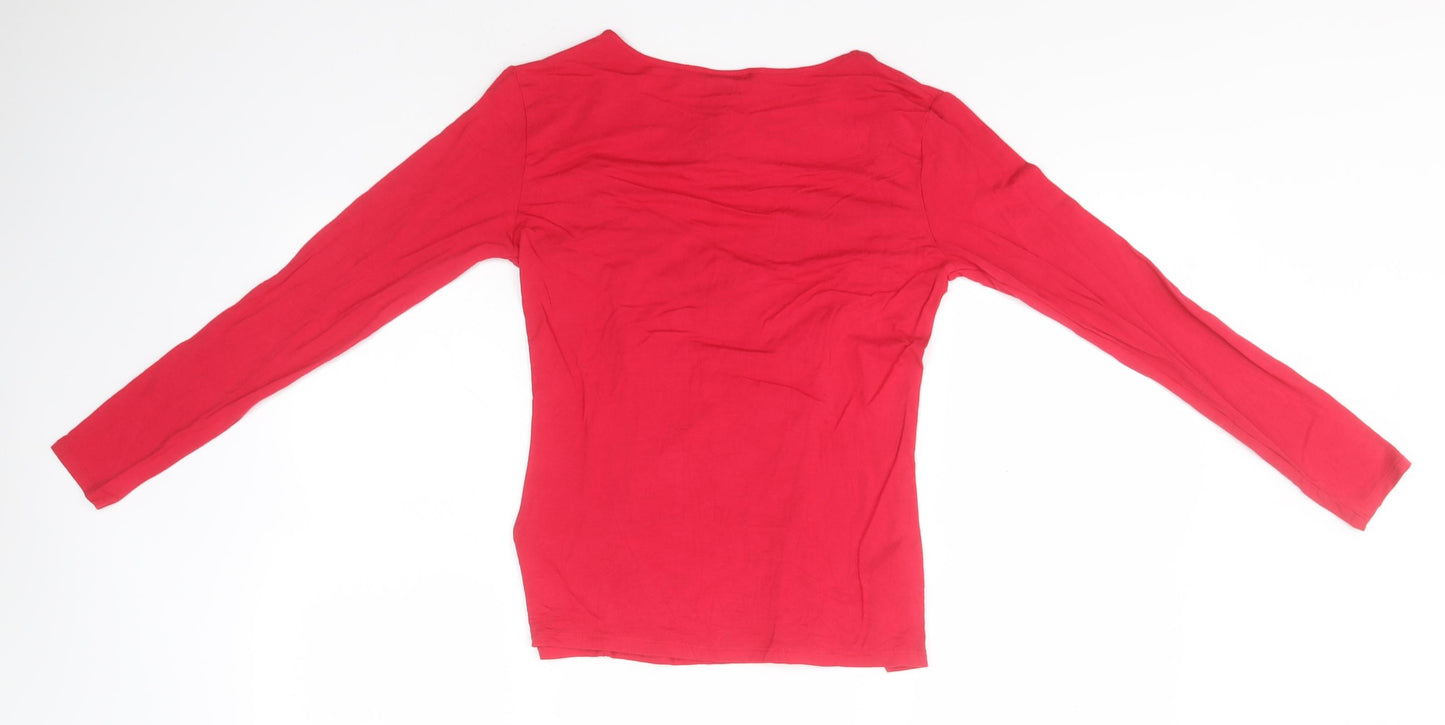 Papaya Womens Red  Viscose Basic T-Shirt Size 12 V-Neck