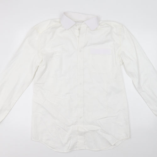 Embassy Mens White    Button-Up  Collared