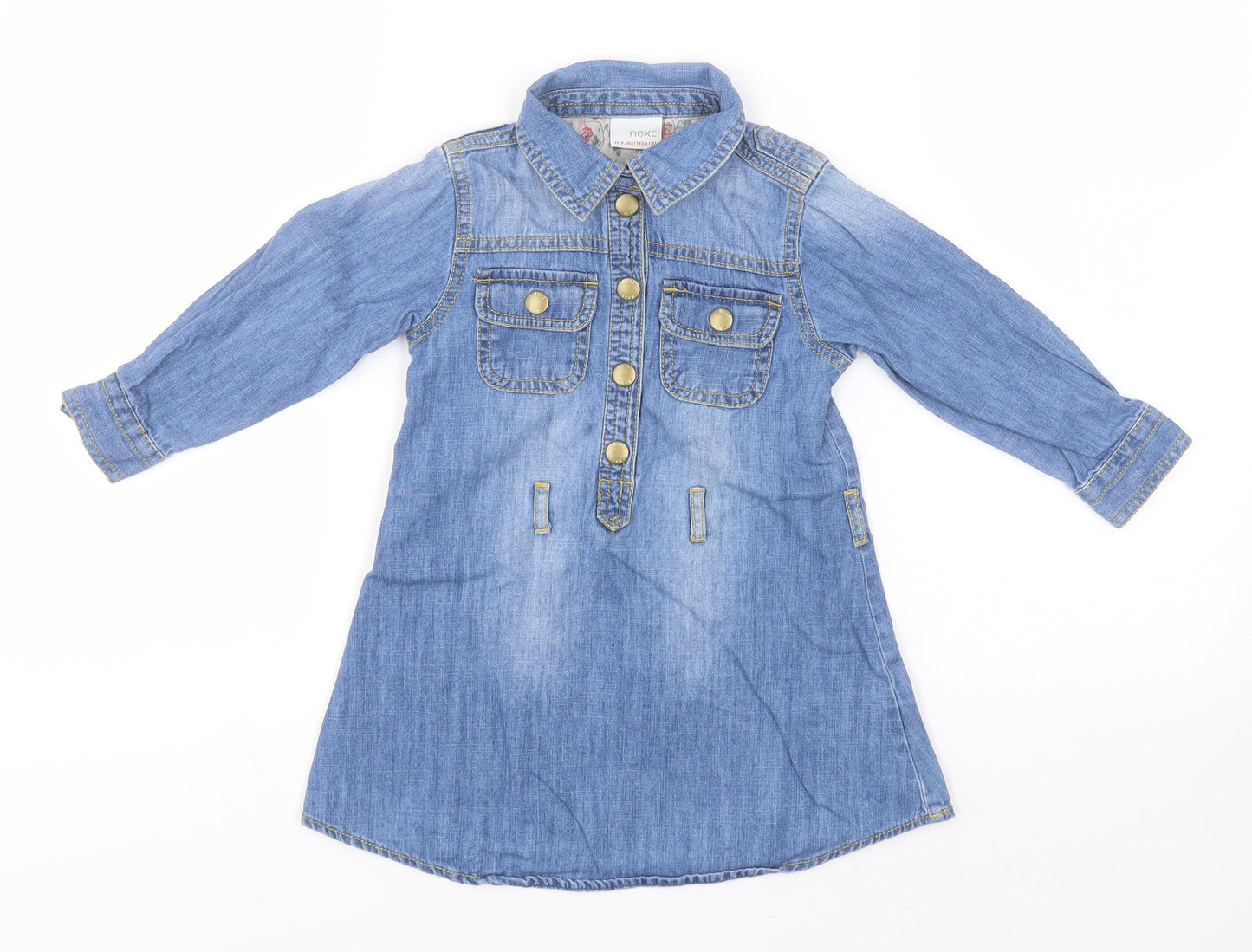 NEXT Girls Blue  Cotton A-Line  Size 2-3 Years  Collared