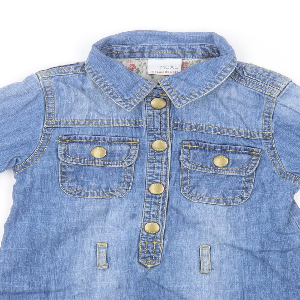NEXT Girls Blue  Cotton A-Line  Size 2-3 Years  Collared