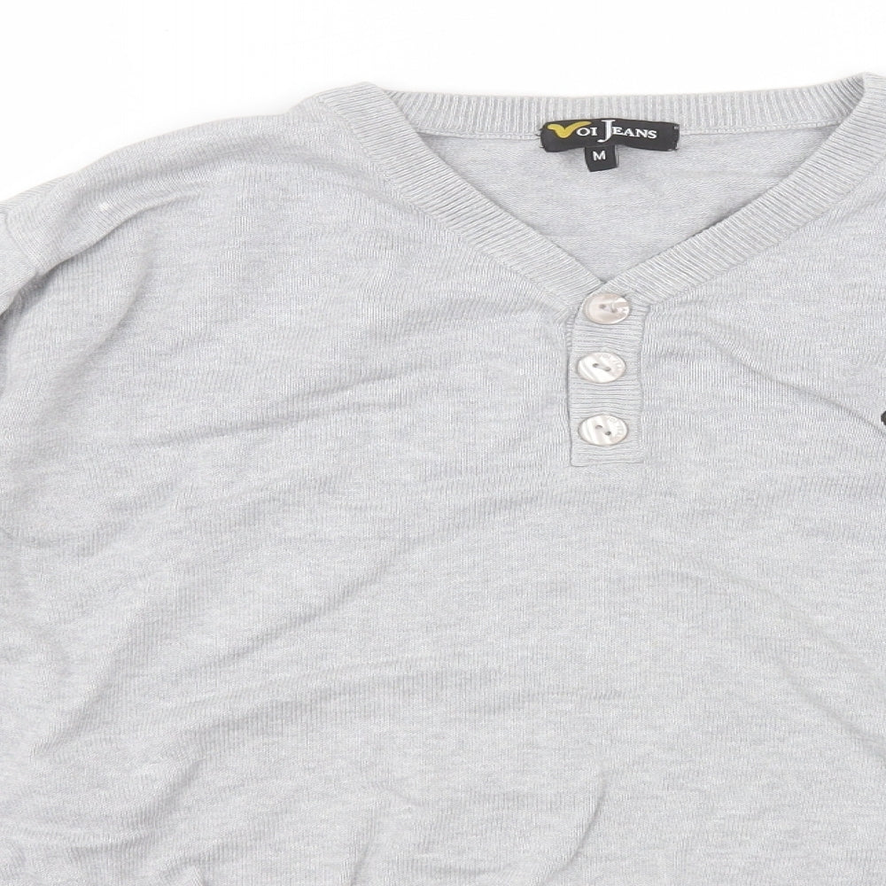 Voi Jeans Mens Grey V-Neck   Pullover Jumper Size M